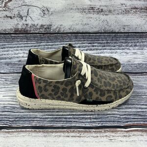 Hey Dude Wendy Jungle Brown Animal Print Slip On Sneakers, Women’s Size 5